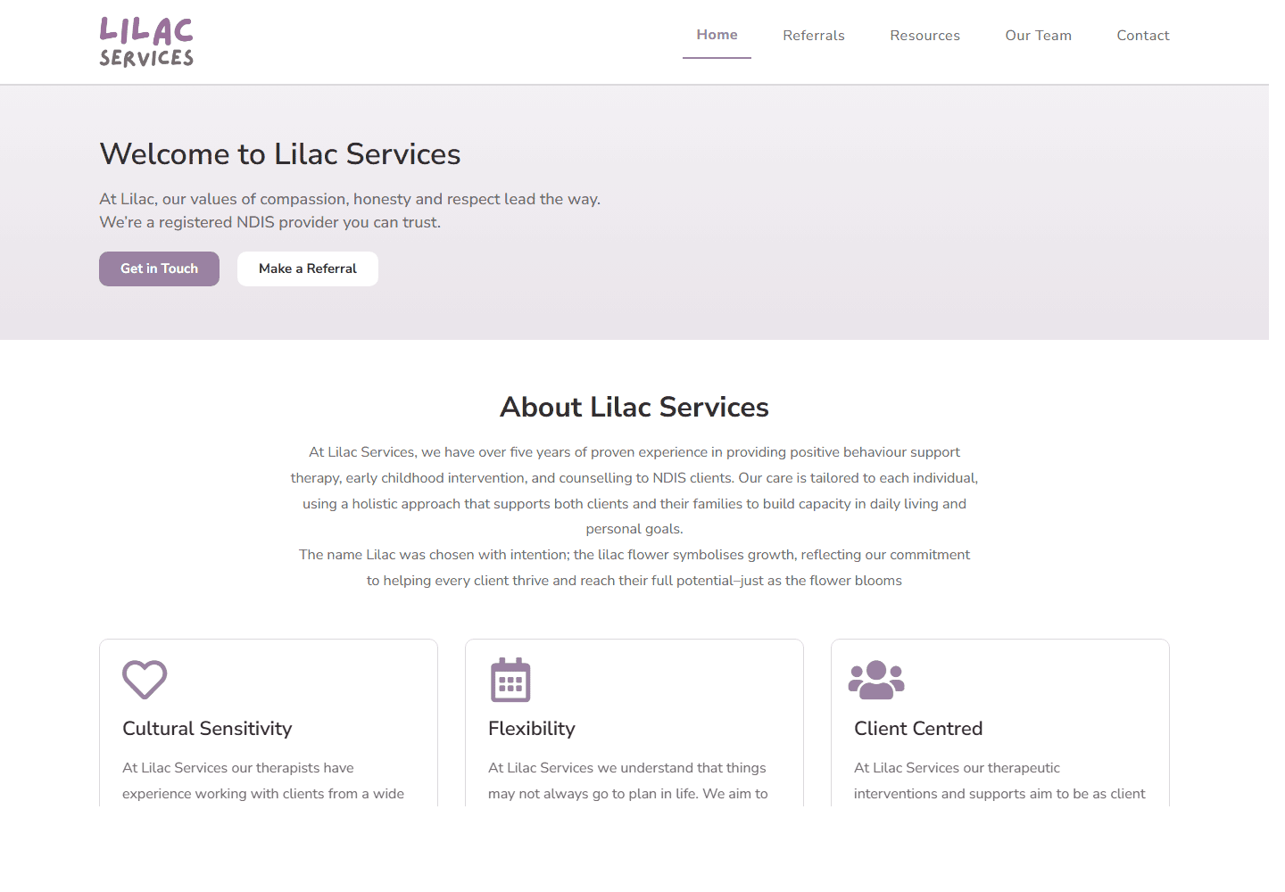 Lilac Services website homepage screenshot